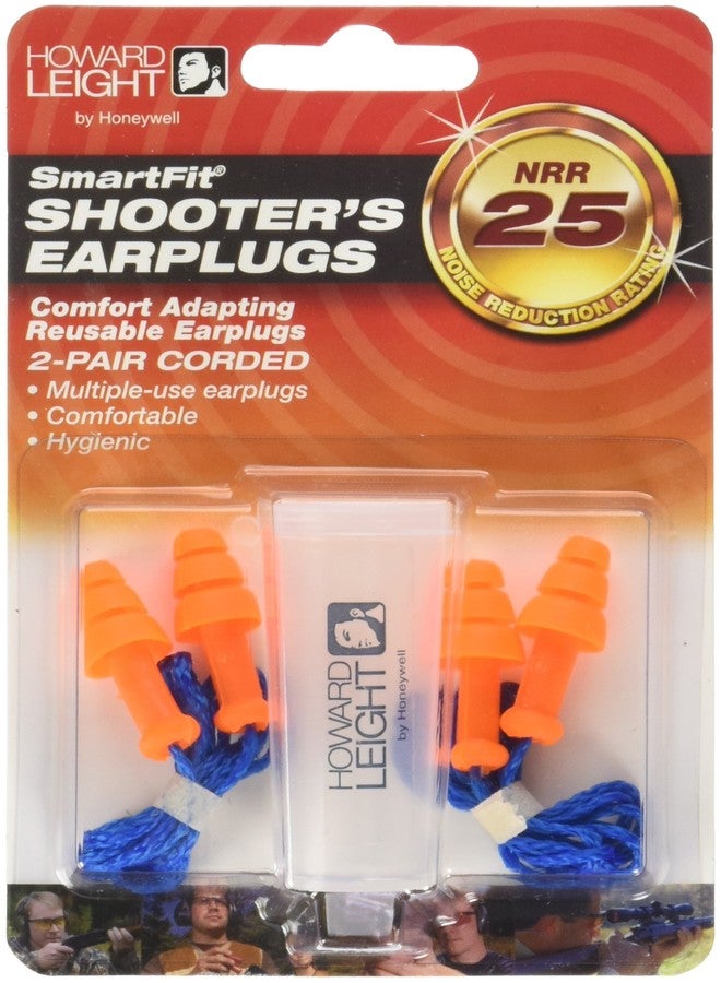 Howard Leight by Honeywell SmartFit Corded Reusable Shooting Earplugs, 2-Pairs (R-01520), Orange With Blue - Image 1